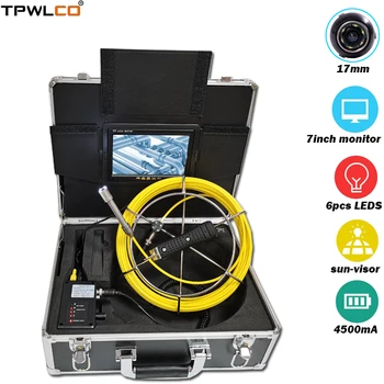20m кабелна индустриална тръбопроводна инспекция видео система 7inch монитор 23mm водоустойчива камера за видеонаблюдение с 12pcs светодиоди светлини