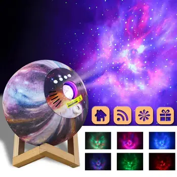 3D печат акумулаторна лунна лампа звездно небе проектор нощна светлина 16 цвята галактика лампа детска нощна лампа домашен декор творчески подарък