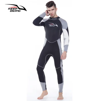 3MM Мъжки неопренов костюм Гмуркане Мокър костюм Цяло тяло за сърф Подводен риболов Плуване Гмуркане Каякинг
