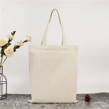 3Pcs/Lot готов за изпращане естествен цвят памук платно голяма пазарска чанта с цип и вътрешен джоб обикновен DIY плат чанти