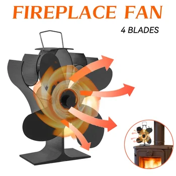 4 Blade Heat Powered Печка Fan Log Wood Burner Eco Friendly Quiet Камина Fan Winter Warm Home Ефективно разпределение на топлината #20