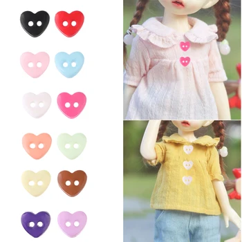 50Pcs цветни бутони катарами за DIY кукла дрехи 6 мм мини любов сърце декорация бутон ръчно изработени играчки кукла шевни аксесоари