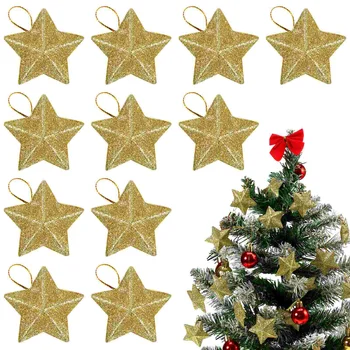 5x5cm коледно дърво мини златен прах звезда декор топка висулка Navidad коледен орнамент Коледа парти DIY аксесоари