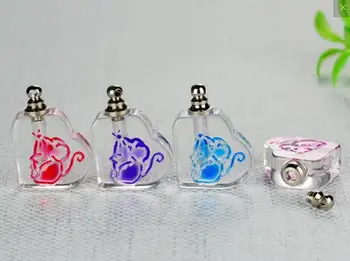 6 цвята форма на мишката Име на парфюма върху ориз Етерично масло флакон висулка аромат стъклени бижута колие висулка Бебешки бутилки за коса