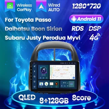 8 Core QLED екран кола радио за Toyota Passo Daihatsu Boon Sirion Subaru Justy Perodua Myvi Android 11 8 + 128G Carplay + Auto RDS