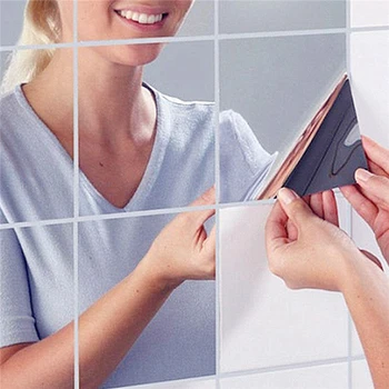 9PCS/Set Square 3D Mirror Tile Wall Stickers 14.8x14.8cm Декорация на домашна стая DIY за тапет на верандата за хол