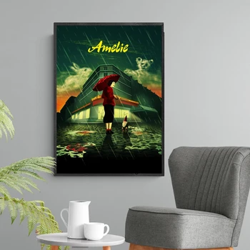 Amelie Movie Cover Плакат Арт Печат Платно Живопис Стенни картини Всекидневна Домашен декор (без рамка)