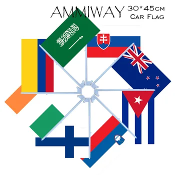 AMMIWAY 30x45cm Автомобилни знамена Словакия Нова Зеландия Куба Словения Финландия Ирландия Колумбия Национален автомобилен флаг и банери
