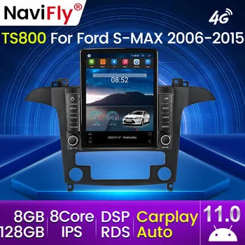 Android 11 Carplay 4G за Tesla Вертикално автомобилно радио видео стерео за Ford S Max S-MAX 2007-2015 Мултимедиен плейър GPS навигация