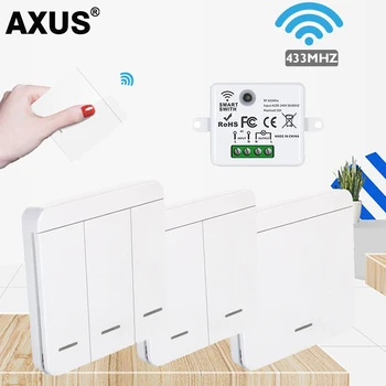 AXUS безжичен превключвател RF 433Mhz прекъсвач на светлината дистанционно управление 86 стенен панел 10A 110V-220V приемник за лампа LED вентилатор