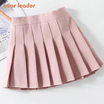 Bear Leader корейски стил летни момичета плисирани поли висока талия плътен цвят мини пола ново бебе момичета танц пола плисирани поли