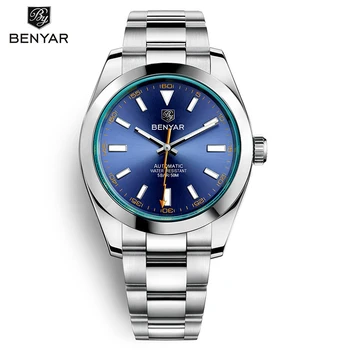 BENYAR Мъжки автоматични часовници 2023 Нова топ марка луксозна неръждаема стомана водоустойчиви мъже механични ръчни часовници Relogios Masculino