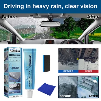 Car Glass Oil Film Remover Window Cleaner Car Windglass Glass Polishing Glass Oil Film Clean Water Stain Removal Paste Tool