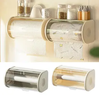 Clear прахоустойчив капак стена монтиране ролка хартия притежателя модерен баня кухня хартия кърпа кърпа диспенсер организатор кутия за съхранение