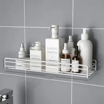 Iron баня рафт душ стена монтиране шампоан държач за съхранение с всмукателна чаша Без пробиване Кухненско съхранение Аксесоари за баня