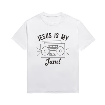 Jesus Is My Jam Лозунг Tees Christian Female Tops Faith T Shirt Religious Tee Custom T Shirts For Women
