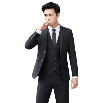 L-Black плюс размер костюм за мъже Професионален бизнес официална сватба случайни работа сватбен костюм яке