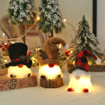 LED гноми Коледна кукла висулка коледно дърво орнаменти Дядо Гном плюшена кукла за дома Нова година коледна парти украса 2024