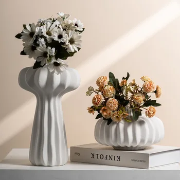 Nordic керамична ваза геометрична суха цвете декорация на дома аксесоари хол спалня интериор офис декорация подарък