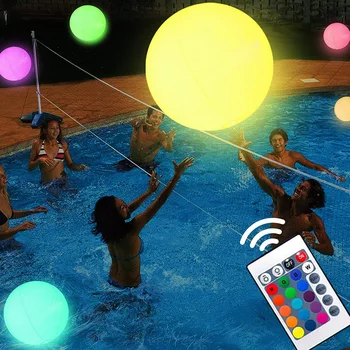 PVC надуваеми блясък плажна топка дистанционно управление басейн декоративни топки 16 светли цвята сгъваеми за басейн игра
