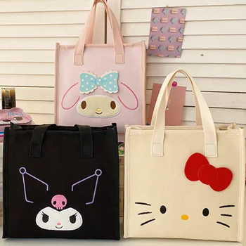 Sanrio Kuromi Y2k Kawaii Melody чанта жена грим чанта преносим платно Hello Kitty портфейл рамо чанта моден дизайнер чанта