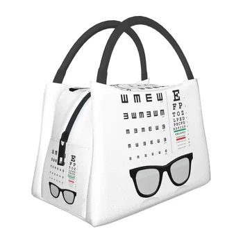 Snellen Диаграма за тестване на очите Изолирана чанта за обяд за жени Resuable оптик визия очила термичен охладител Бенто кутия пикник голяма пазарска чанта