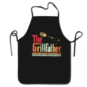 The Grillfather Funny BBQ Grill Bib Apron Women Chef Tablier Cuisine Cooking Kitchen Barbecuing For Men Nice Gift Baking