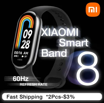 Xiaomi Mi Band 8 Кръвен кислород 1.62 AMOLED екран фитнес гривна Miband8 60Hz фитнес тракер сърдечен ритъм монитор Mi Smart Band