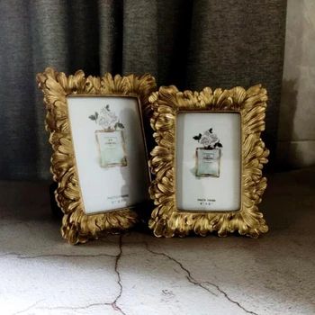 американски ретро златен палмов лист квадратна рамка за картини творчески прост дом декорация подарък маса висящи стенни рамки подарък