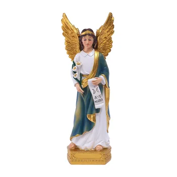 Ангел от Санкт Гален с цветя Скулптура от смола Начало Църква Молете се Фигурка Църква Сувенири Декорация на дома Християнски подарък