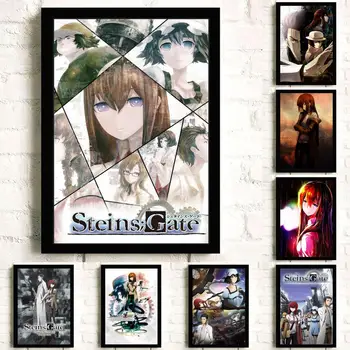 Аниме Steins Gate плакат декоративна живопис платно плакат стена изкуство хол плакати спалня живопис