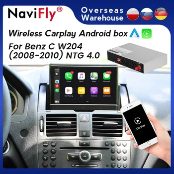 Безжичен Apple CarPlay Android Auto Ai Box за Mercedes-Benz C W204 2008-2010 NTG 4.0 Поддръжка Mirror Link Навигация AI Voice BT