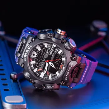 Военен часовник Спортен водоустойчив 50M хронометър Аналогови цифрови ръчни часовници Седмичен дисплей будилник 8053 Цифрови часовници Мъжки