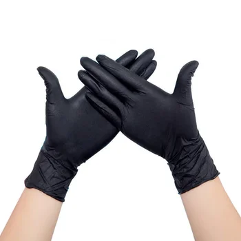 гореща продажба бърза доставка 10/20pcs черен Guantes латексови ръкавици за еднократна употреба нитрил работни ръкавици за дома гумени хранителни ръкавици татуировка
