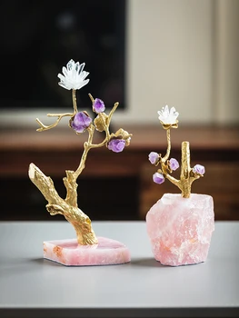 Декорация на дома месинг кристал материал розов кристал настолен офис хол орнаменти отваряне подарък половин ръчно изработени луксозен стил