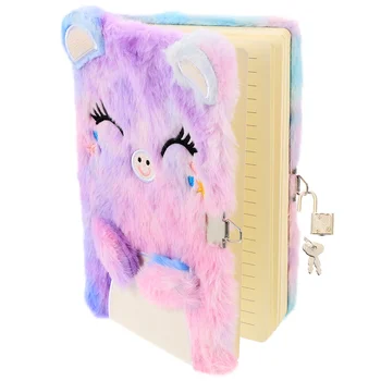 Детски бележник със заключване Очарователен дневник момиче плюшен джоб за писане на лилаво прекрасен