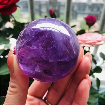 естествен камък аметист топка кварц кристална сфера стая декор Начало Реална аметист енергийна чакра Уика Рейки духовно магьосничество