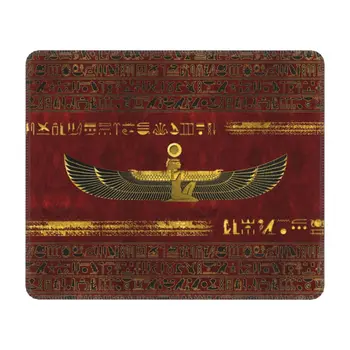 Златен египетски бог украшение на червена кожена подложка за мишка гумена основа Аксесоари за подложки за мишка за игри Древен Египет Офис PC бюро Мат