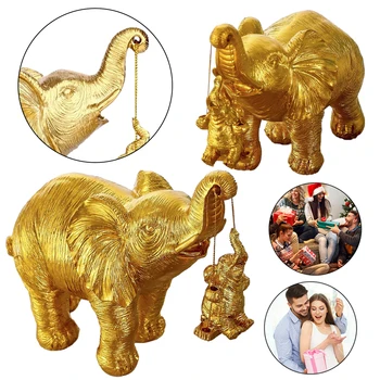 Златна/Сребърна люлка Статуята на слон на майка син носи късмет Скулптура на слон от животни Сладка фигурка на слон Подаръци за Деня на майката