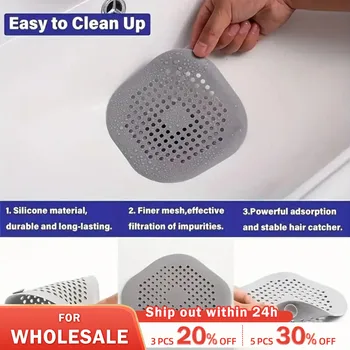 Издръжлив силиконов квадратен капак за душ предотвратява запушването на мивката, цедката за източване на душ, адсорбционната цедка, удобната