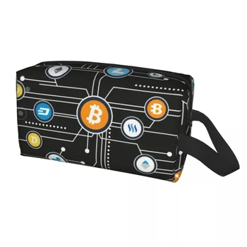 криптовалута Bitcoin Altcoin Blockchain лого грим чанта за жени пътуване козметичен организатор Ethereum съхранение тоалетни чанти