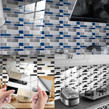  кристален филм имитация тухла модел керамични плочки стикер кухня и декорация на дома водоустойчив стикер стена