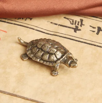Месинг костенурка статуя настолни орнаменти реколта месинг костенурка миниатюри фигурки играчка модел декорация на дома аксесоари