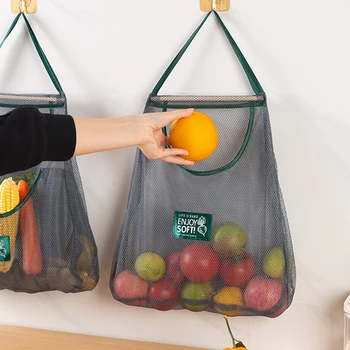 Многократна употреба Кухня за стенен монтаж Висяща мрежеста чанта Начало Съхранение на плодове и зеленчуци Куха мрежеста чанта за джинджифил Чесън Картофи Лук