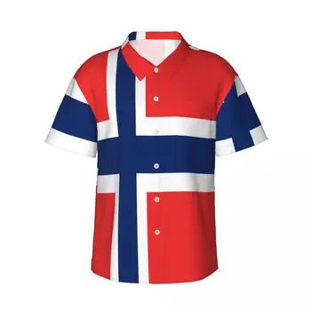 Мъжка риза с къс ръкав Знаме на Норвегия ежедневни плажни дрехи личностни върхове