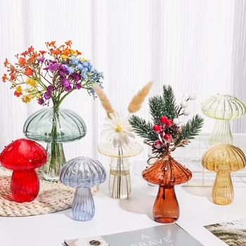 Нова стъклена ваза гъби форма прозрачна хидропонна ароматерапия бутилка цвете маса декорация творчески дома аксесоари