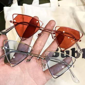 Реколта очила мода дамски триъгълник метална рамка пътуване слънчеви очила Steampunk случайни слънчеви очила кола шофиране очила