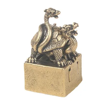 Ретро месинг благоприятен звяр комбинация бронзов печат фигурки занаяти настолни орнаменти бюро стая