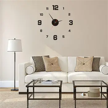 Светещ стенен часовник без рамки акрилен цифров часовник стена стикери безшумен часовник за хол спалня офис стена декор