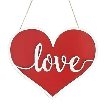 Свети Валентин Ден врата знак сърце любов знак дървена дъска сърце форма дървена закачалка знак за Валентин врата декорации или стена